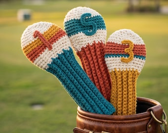 Patrón de funda de golf a crochet para driver. Funda para cabeza de palo de golf. Tutorial en PDF. Accesorio de golf DIY. Funda de crochet hecha a mano para amantes del golf.