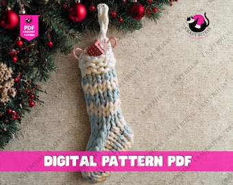 Modern Scandinavian Christmas Stocking Knitting Pattern, Minimalist Knit Holiday Stocking Design, Vintage Inspired Stocking Pattern
