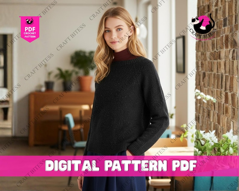 Top Down Raglan Sweater Knitting Pattern Set • 4-in-1 Seamless Beginner ...