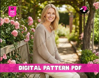 Modello PDF per maglione lavorato a maglia Bliss / Raglan oversize a righe dall'alto verso il basso / Modello per maglione spesso adatto ai principianti / Taglie dalla Small alla 3XL