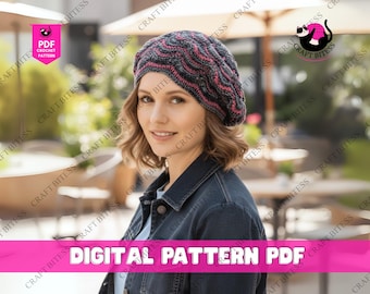 Fair Isle baret breipatroon voor vrouwen, vintage stijl tammuts ontwerp, klassieke noords gebreide baret, doe-het-zelf breiproject voor gevorderden