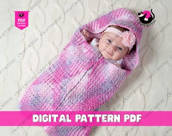 Schema per sacco nanna all'uncinetto per neonati, fasciatoio per neonati, tutina da neve all'uncinetto per neonati, sacco per seggiolino auto, idea regalo all'uncinetto per neonati