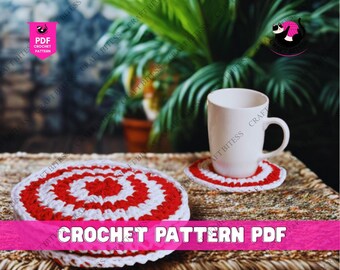 Sous-verre de Noël au crochet, motif menthe poivrée pour les fêtes, sous-verre de Noël au crochet facile pour débutant