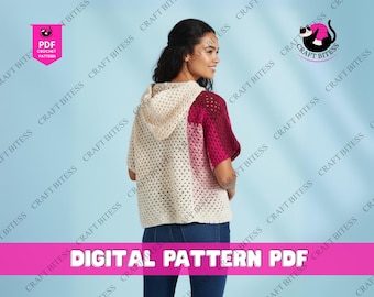 Granny Stitch Crochet Hoodie Pattern, Riptide Hoodie Cardigan Crochet Pattern, Boho Crochet Sweater Pattern, Men and Women Hoodie