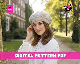 Modello per berretto con bordo in pizzo / Elegante cappello da donna lavorato a maglia in PDF / Modello facile per berretto lavorato a maglia / Tutorial per cappello invernale in lana per principianti