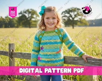 Matilda Sweater Knitting Pattern | Kids Knit Sweater Pattern | Colorwork Pullover Knitting Pattern | Baby to Child Sweater PDF