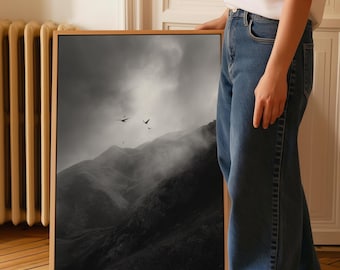 Mountain Landscape Canvas Print | Modern Photography, Birds, Framed Wall Art