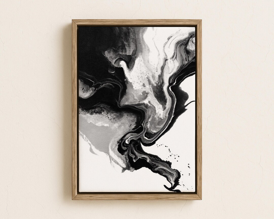 Black and White Abstract Canvas Print | Modern Minimalist Wall Art - Etsy