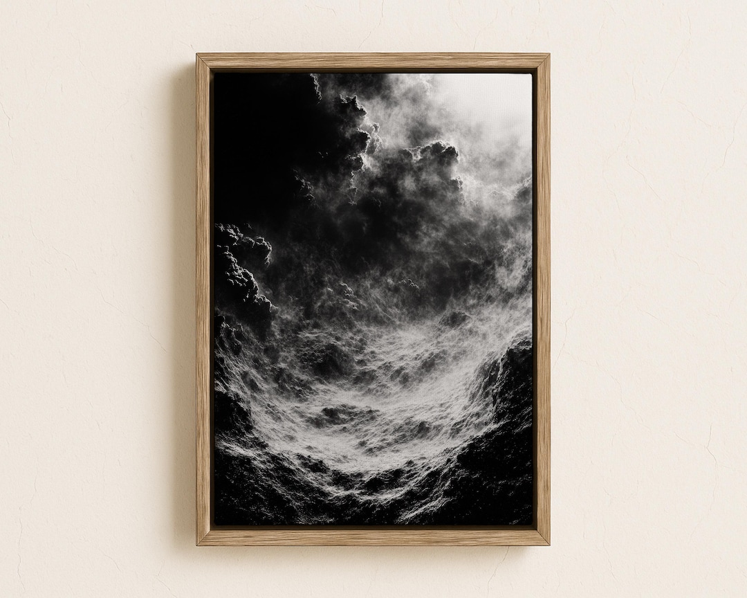 Black and White Abstract Cloud Canvas Print | Framed Modern Wall Art - Etsy