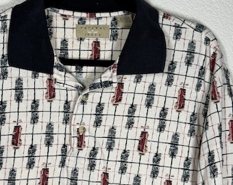 Bolsa de golf estilo vintage de los 90, 100% algodón, estampado integral, Polo Country Club Prep L