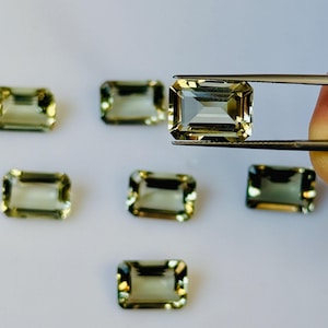 Améthyste verte naturelle rectangle facette 10 x 14 mm | Qualité AAA pour la fabrication de bijoux