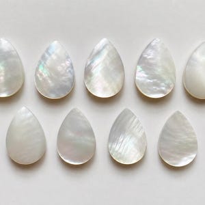 AAA+ Mother Of Pearl Pear Cabochons | Calibrated Flat Back Shell Gemstones For Jewelry Making