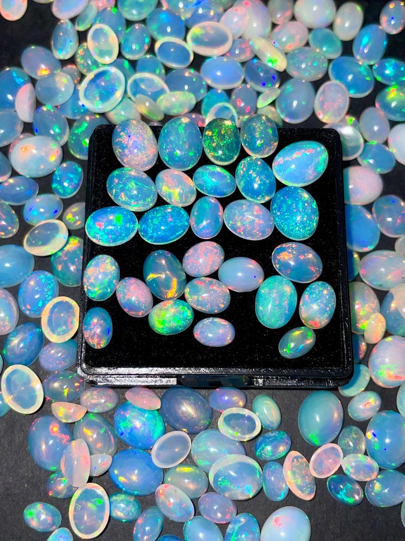 Natural Ethiopian Opal Cabochon 6x8 MM | AAA Quality Flat Back Jewelry Making image 4