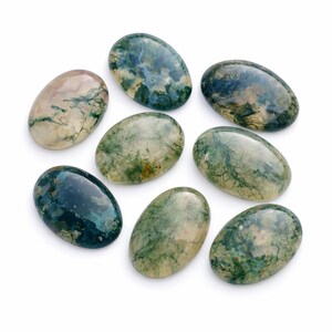 Naturlig mossagat cabochon | AAA+ oval form platt baksida kalibrerade ädelstenar