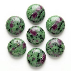 AAA Ruby Zoisite Cabochons Round | Natural Anyolite Gemstone | Calibrated Flat Back Gemstone