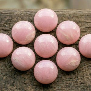 AAA Naturlig Rosa Opal Runda Cabochoner Mjuk Rosa Ädelsten Platt Baksida Kalibrerad