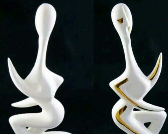 Vintage Tall 1950s Cubist Ceramic Figure from Marcia of California: Mid-Century Modern MCM