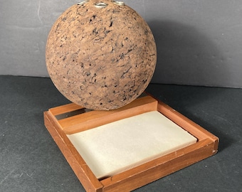 Mid Century Modern Cork Bulletin Ball, Walnut Tray, Park Sherman
