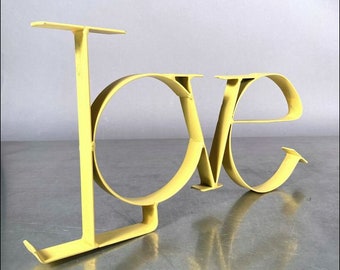 VINTAGE Brutalist Mid Century Modern LOVE Table or Shelf Sculpture Valentines Day 1960s