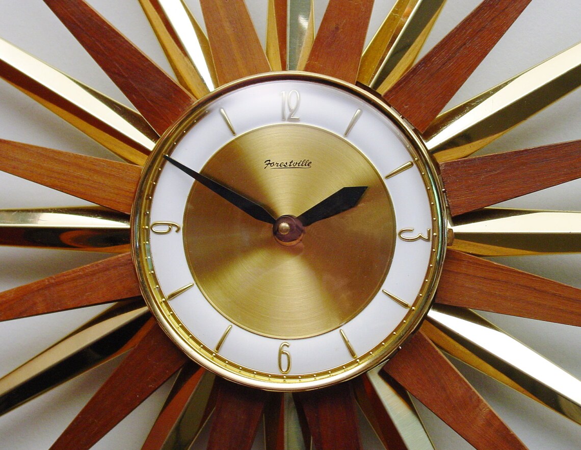 Mid Century Modern Starburst Wall Clock by Forestville Atomic Etsy