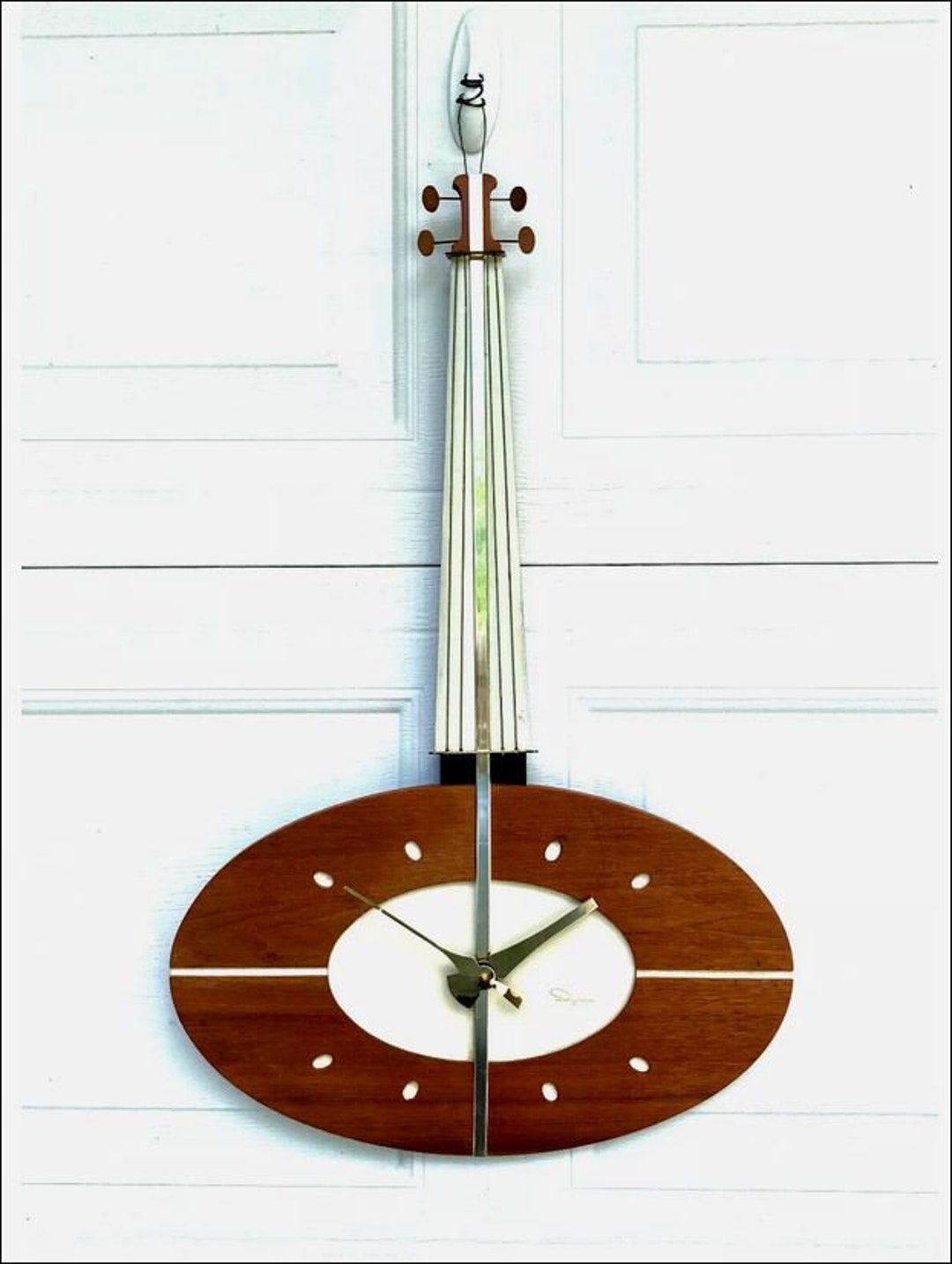 Vintage 1950s Ingraham Guitar Wall Clock Banjo Musical Instrument Mid ...
