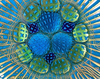 Mid Century Copper Enamel Tray or Dish by AnneMarie Davidson, California, "Jewels" Series