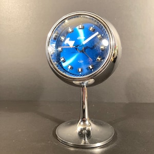 Vintage MCM Pedestal Alarm Clock by Linden, Japan. Working Wind-up Movement