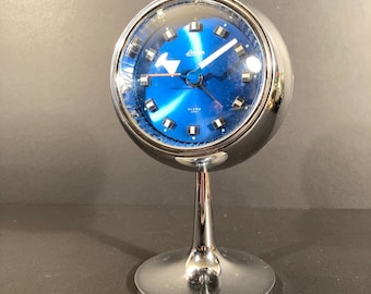 Vintage MCM Pedestal Alarm Clock by Linden, Japan. Working Wind-up Movement