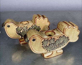 Set 2 Vintage Mid Century Modern Pottery Bird Candle Holders Candle Holders