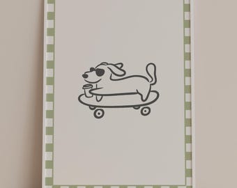 Worst hond koffie poster, grappige teckel kunst aan de muur, schattige hondenliefhebber print, grillige koffie decor, trendy artwork, digitale download