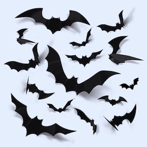 Halloween Bats Wall Decorations – Black Bat Stickers for Walls & Windows – Spooky Halloween Party Decor, Scary Indoor Outdoor Props
