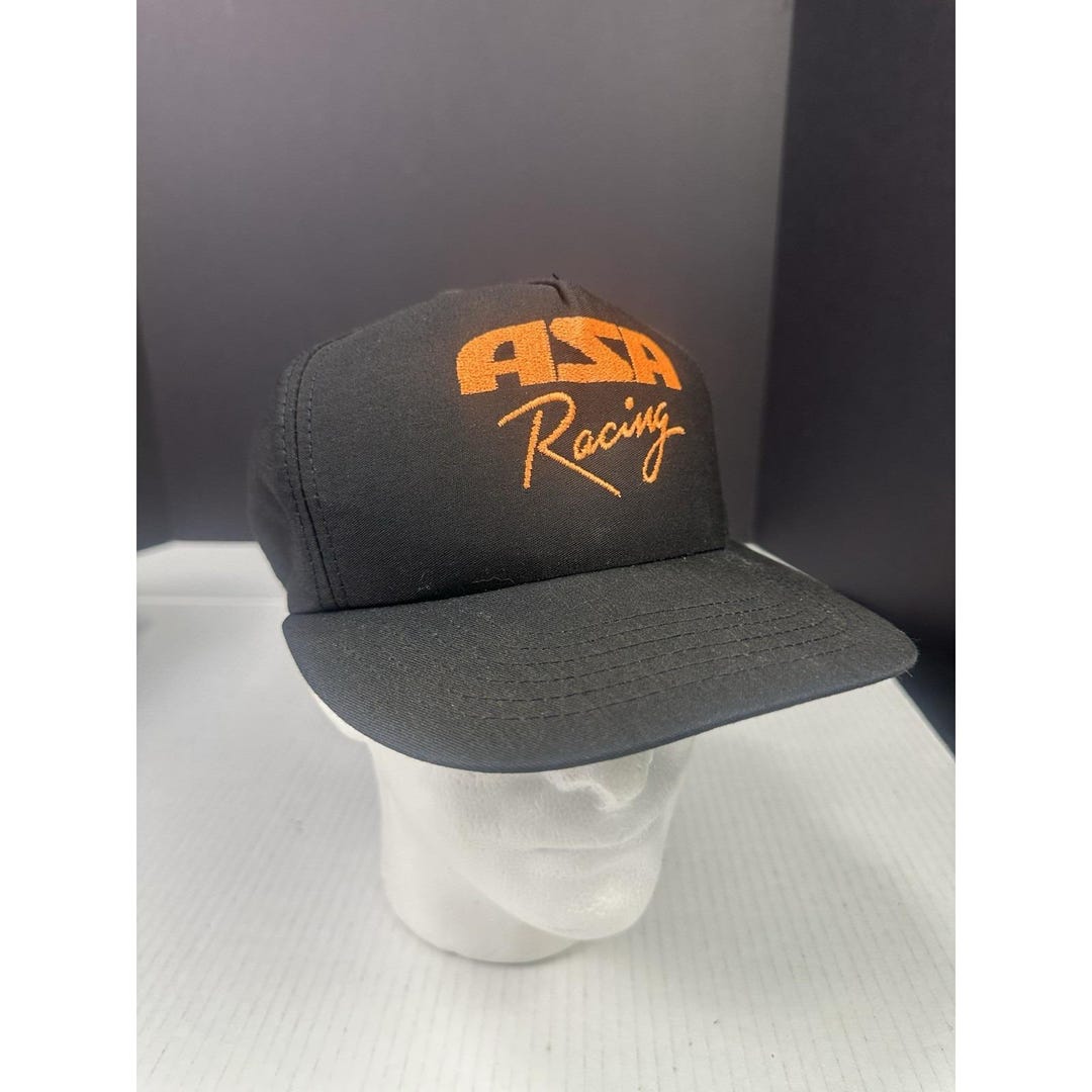 Vintage ASA Racing Series Black Mesh Snapback Trucker Hat ~ Made in USA ...