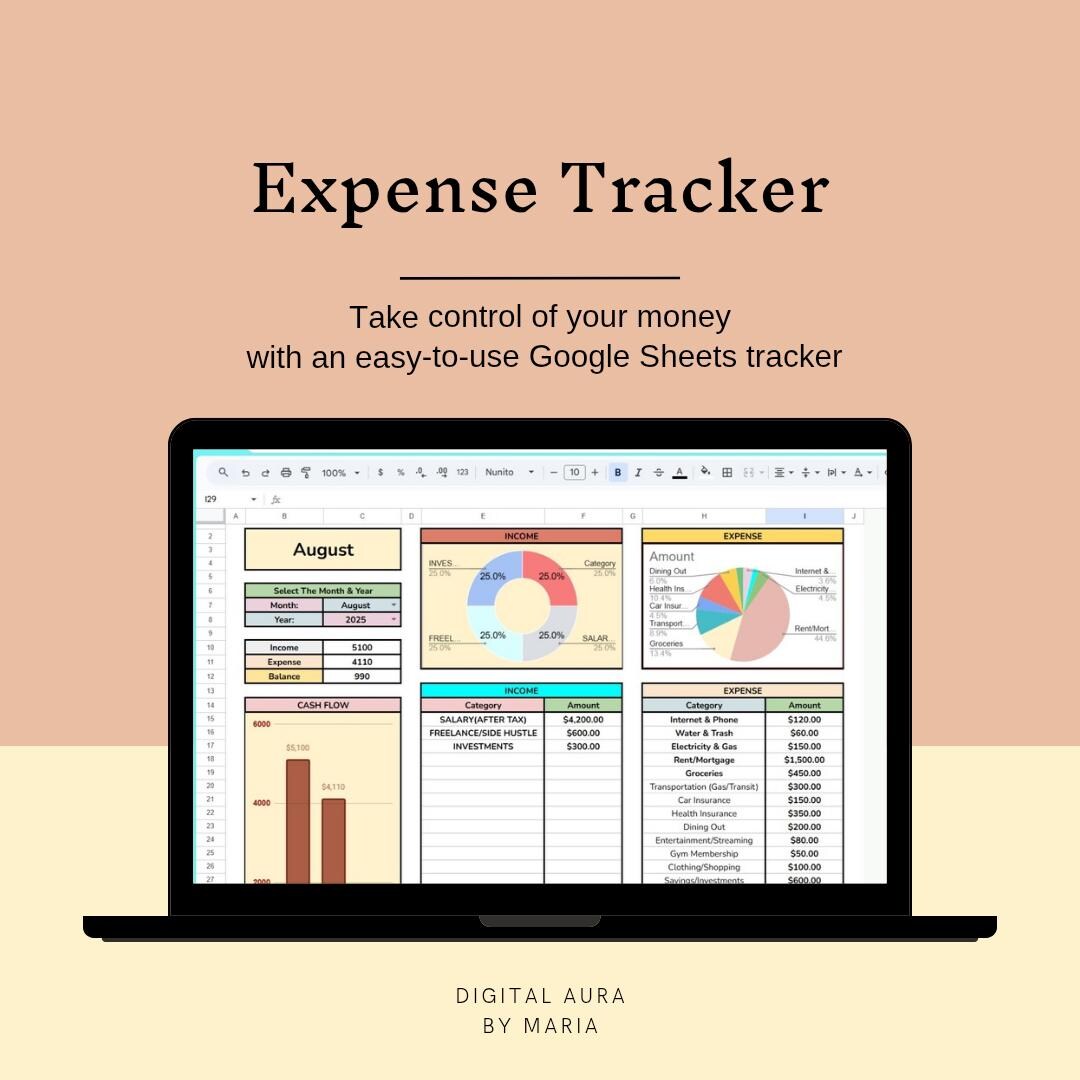 Income and Expense Tracker: Google Sheets & Excel Budget Template ...
