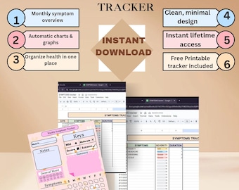 Symptom Tracker, Monthly Excel & Weekly Printable (Digital Download)