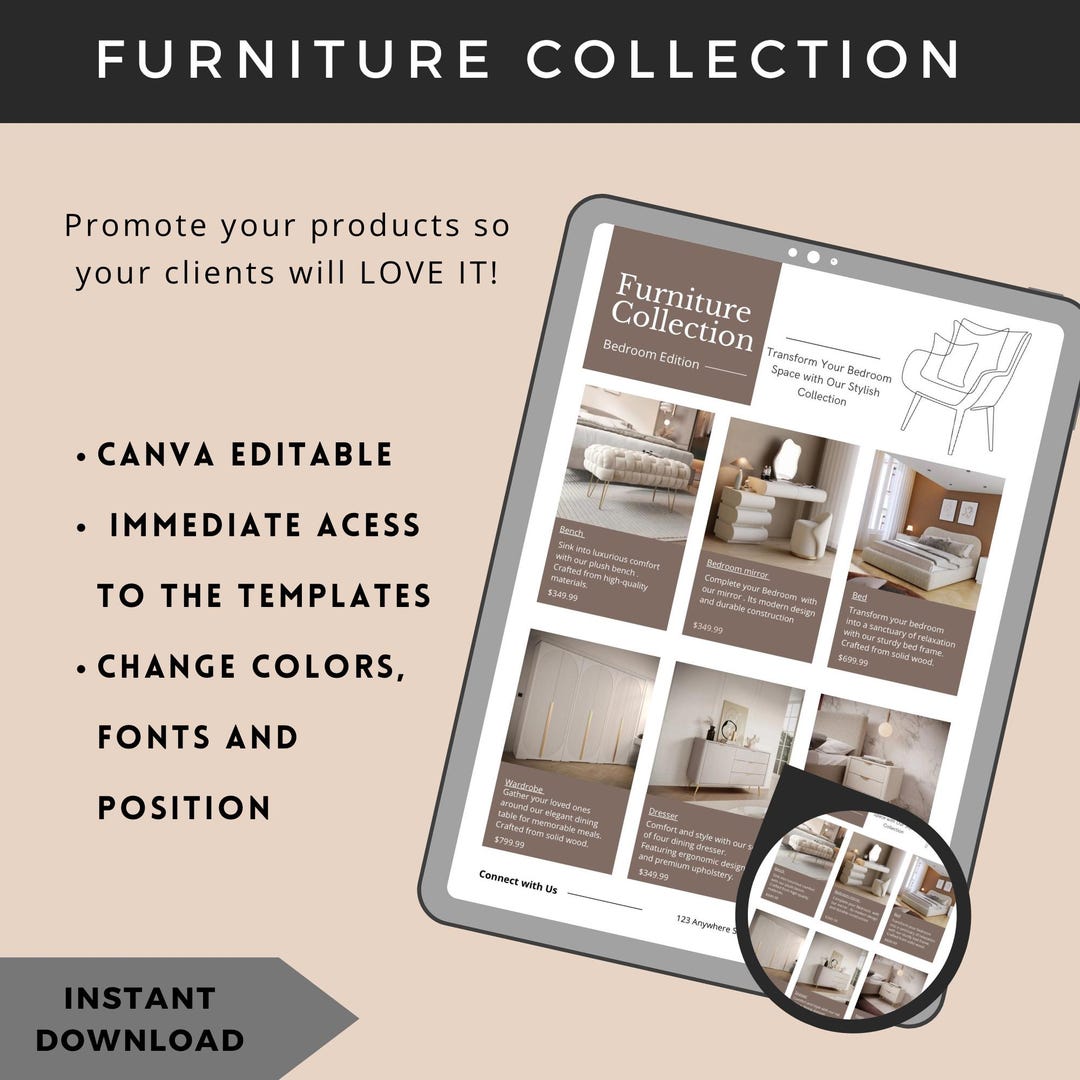 Furniture Template | Interior Design Product|editable Canva Template ...