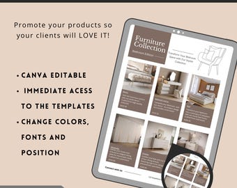 Furniture Template | Interior Design Product|Editable Canva Template|Modern Furniture Price List|Shopping list Template| Furniture Board