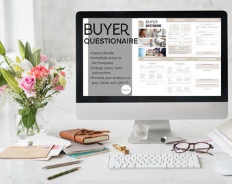 Client Welcome Packet Buyer Questionnaire | Editable Canva Form Template | Branding and Business Client Onboarding / Interior Design Templa