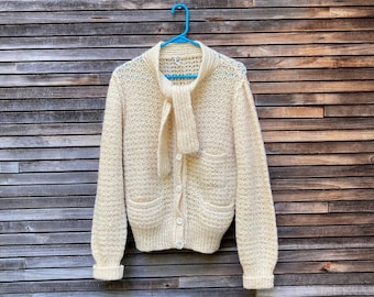 Kleding Dameskleding Sweaters Vesten Dames SONIA RYKIEL PARIS Vintage Beige 100% Kasjmier Vlinder Trui Maat 36 