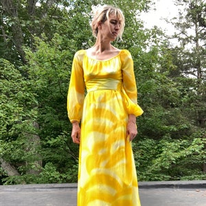 Vintage Yellow Party Dress, 1960&#39;s, Summer Dress by Malia Honolulu, Size 2