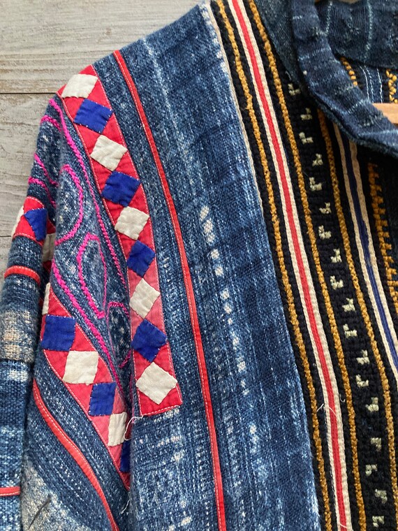 Eclectic Textile Jacket, Boho Denim Jacket, Size … - image 5
