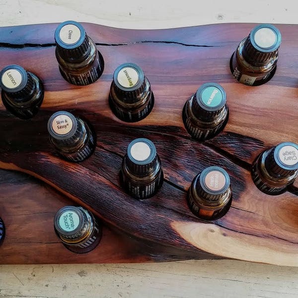 Beautiful Manzanita Handcrafted Wooden 14 Bottle Oil Display