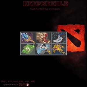 Dota 2 Spell Effects Embroidery Set | Machine Embroidery Files DST PES JEF | Digital Download