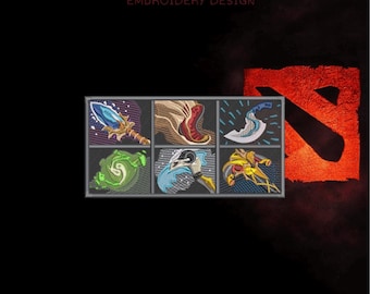 Conjunto de bordados com efeitos de magia para Dota 2 | Arquivos de bordado à máquina DST PES JEF | Download digital