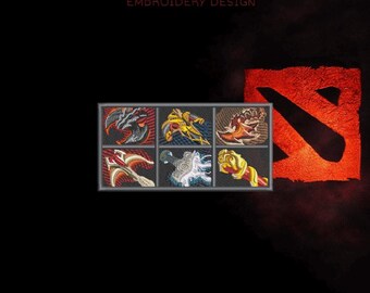 Projekt haftu w stylu Dota Item Build – układ ekwipunku z 6 miejscami, plik cyfrowy (DST, PES, JEF)