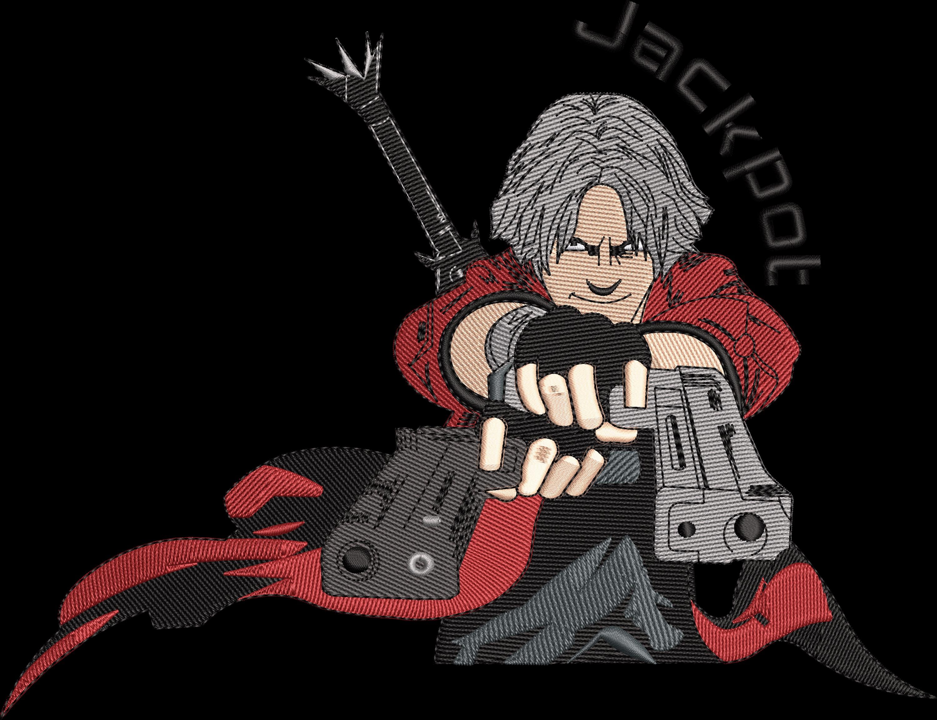 Dante Devil May Cry Embroidery Design | 21x16.5 Cm | Machine