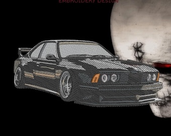 Design de bordado de carro clássico retrô - Arquivo digital 20 x 10 cm nos formatos DST, PES e JEF.