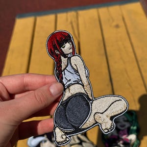 CSM Red Hair Anime Girl Embroidered Patch – Sew-On or Hook & Loop Patch