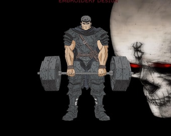 Berserk Guts Deadlift Embroidery Design | 19x21 cm | Machine Embroidery File