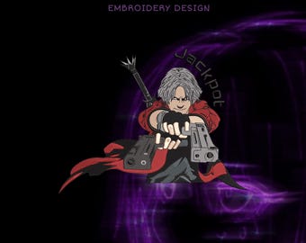 Dante Devil May Cry Embroidery Design | 21x16.5 cm | Machine Embroidery File