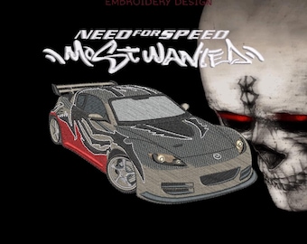 Desenho de bordado de carro de corrida de rua, arquivo digital 20 x 16 cm, formatos DST, PES e JEF.